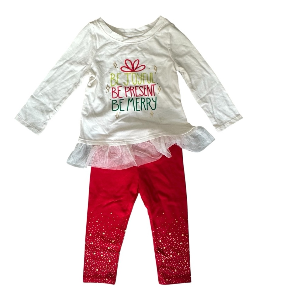 NWT Cat & Jack Festive White and Red Toddler 2-Piece Outfit Size 12M MSRP $14.99